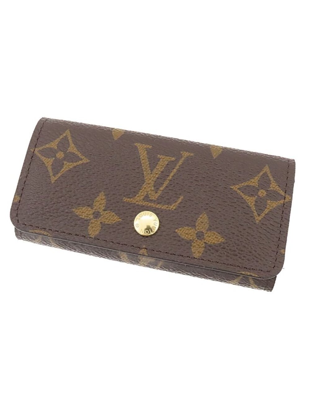 Louis Vuitton Key Case Multicles 4 Brown Monogram Canvas Key Holder Coin Purse